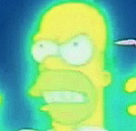 Homer Simpson glowing