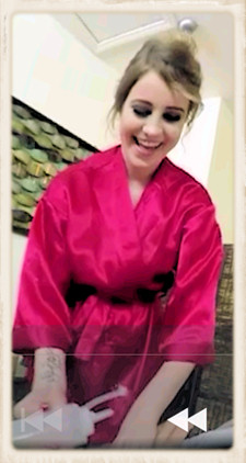 Kinsley in massage robe