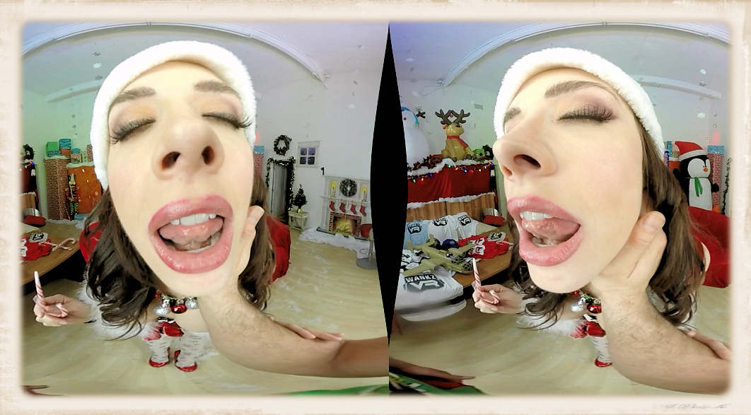 Chanel Preston's face while she wears Santa hat