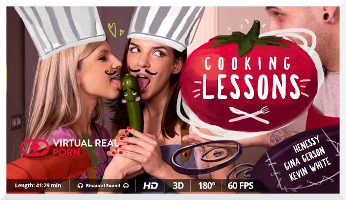 Gina Gerson and Hennesy in Cooking Lessons