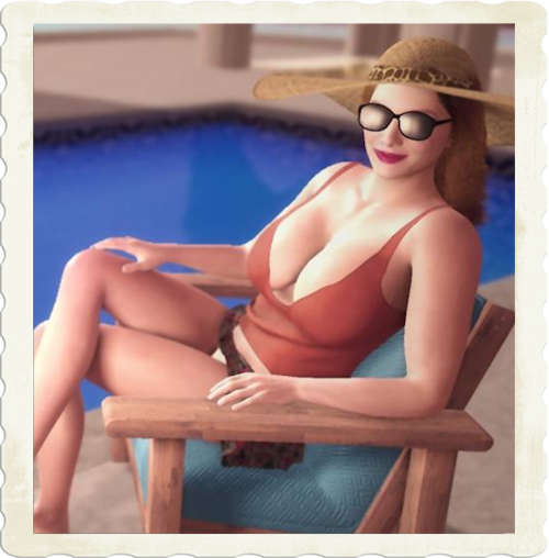 Elegant lady, awaiting a drink pool side...Created by Zombie_Siris